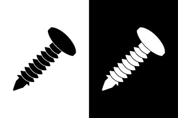Black and White Screw Silhouette Perfect for Hardware & Construction Designs.