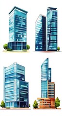 Fototapeta premium Stunning Modern City Buildings - Architectural Illustrations