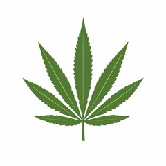 My Simple flat 2D icon green cannabis leaf branch isolated on transparent background, vector, flat design, animation design, simple flat 2D icon, clipart