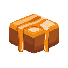 My Simple flat 2D icon cube caramel isolated on transparent background, vector, flat design, animation design, simple flat 2D icon, clipart