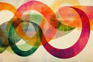 Fototapeta premium Abstract colorful overlapping shapes creating a vibrant and dynamic pattern, showcasing reds, greens, and yellows for creative design projects