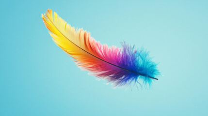 Obraz premium A colorful feather floating in the air.