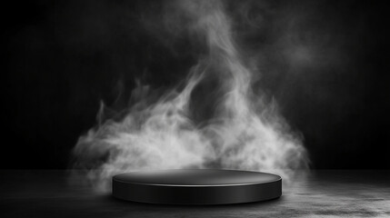 Gray stage with smoke. 