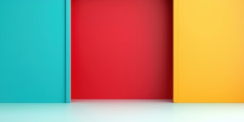 Fototapeta premium Colorful minimalist interior design eye-level view of a creative contemporary digital art gallery