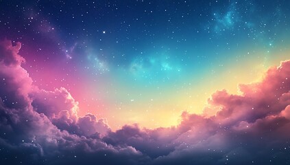 Fototapeta premium Dreamy pastel clouds and starry sky background. Use for inspiration or meditation