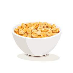 My Simple flat 2D icon cereal in white bowl isolated on transparent  background, vector, flat design, animation design, simple flat 2D icon, clipart