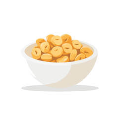 My Simple flat 2D icon cereal in white bowl isolated on transparent  background, vector, flat design, animation design, simple flat 2D icon, clipart