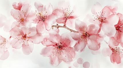 Gentle Watercolor Cherry Blossoms Description Painting Soft Focus Art