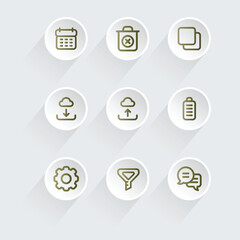 Set of Modern, Minimalist Line Icons for File Management and Data Handling