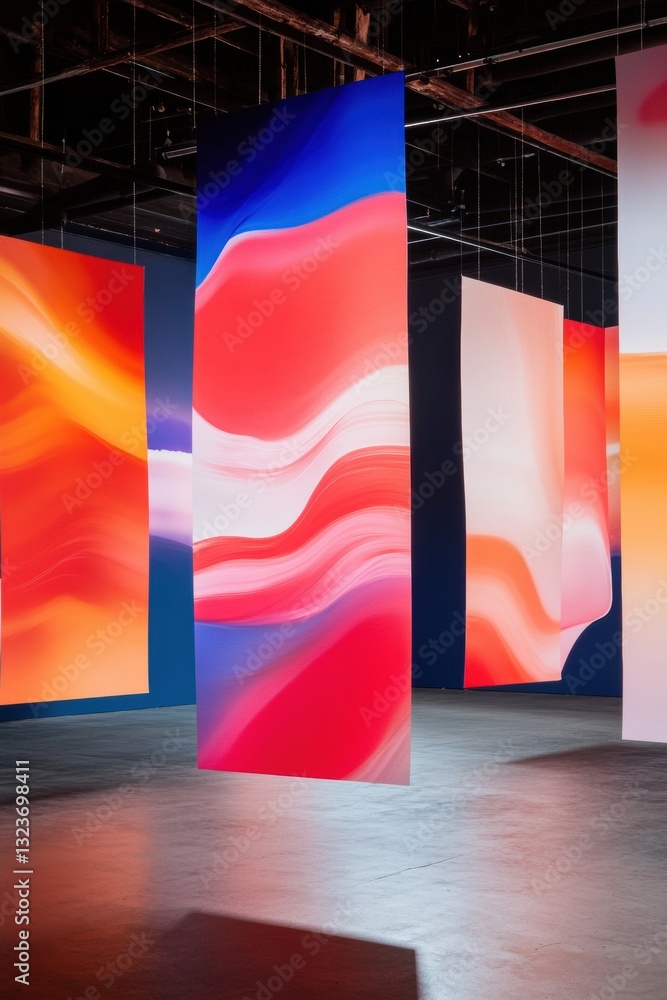 Aufkleber Immersive Digital Dreamscape Gradient Vertical Screens Redefining Artistic Experience - Next-Gen Experiential Design for Contemporary Art Venues and Creative Installations