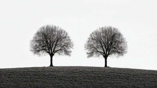 Minimalist Black and White Trees Landscape