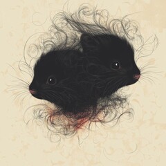 Double Black Rodent Heads Digital Art