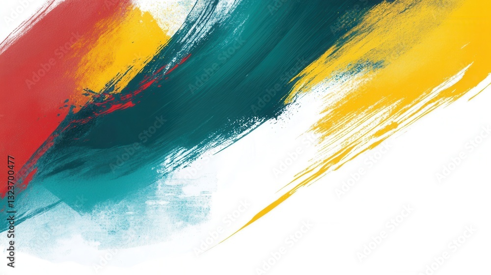 Aufkleber bold abstract background with dynamic paint strokes in teal, yellow, and red for artistic inspiratio