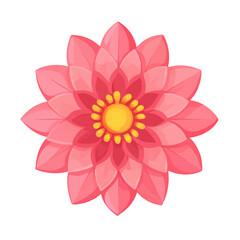 Very Simple flat 2D icon red dahlia flower isolated on transparent background, vector, flat design, animation design, simple flat 2D icon, clipart flower set