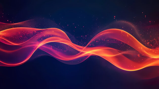 Red Abstract Waves Flowing Through a Dark Background