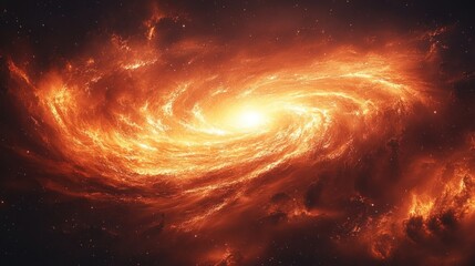 Obraz premium Fiery spiral galaxy in deep space