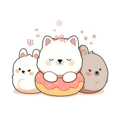 Fototapeta premium Playful and whimsical dog illustrations in vibrant and minimalist designs.