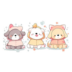 Obraz premium Playful and whimsical dog illustrations in vibrant and minimalist designs.