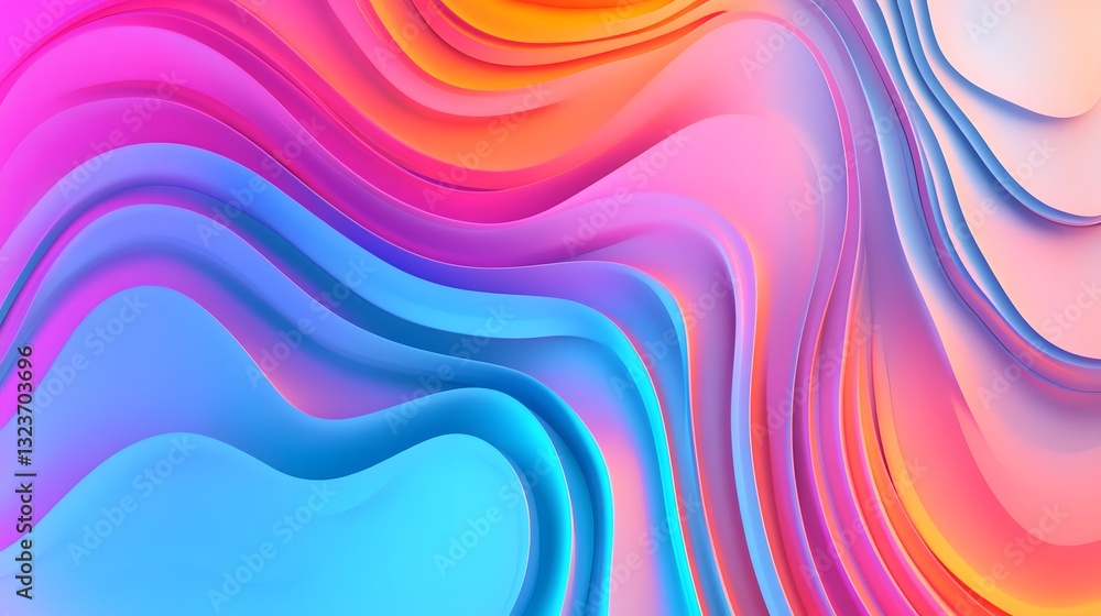 Poster a multicolored abstract digital design featuring flowing wavy shapes