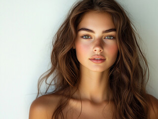 Naklejka premium Soft-lit natural beauty portrait with calm expression