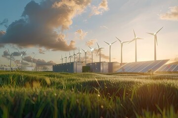 Modern Battery Energy Storage System with Wind Turbines and Solar Panels