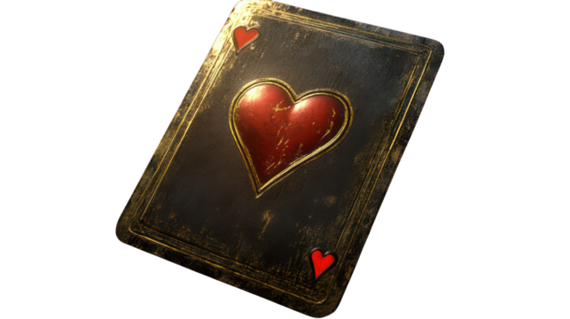 Flying ace of hearts playing card, black background --ar 16:9