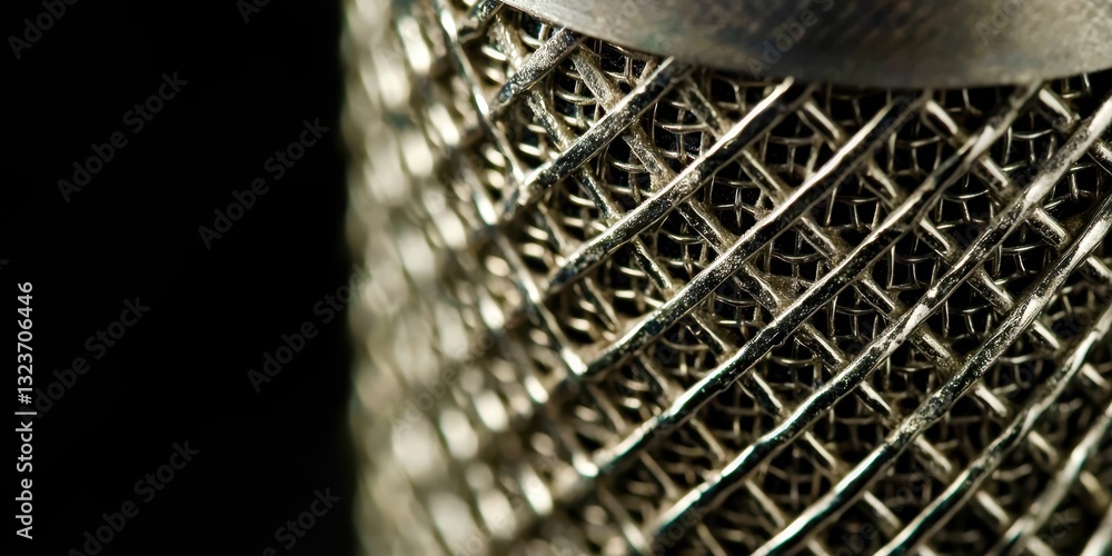 Aufkleber a close up of a silver object with a mesh pattern