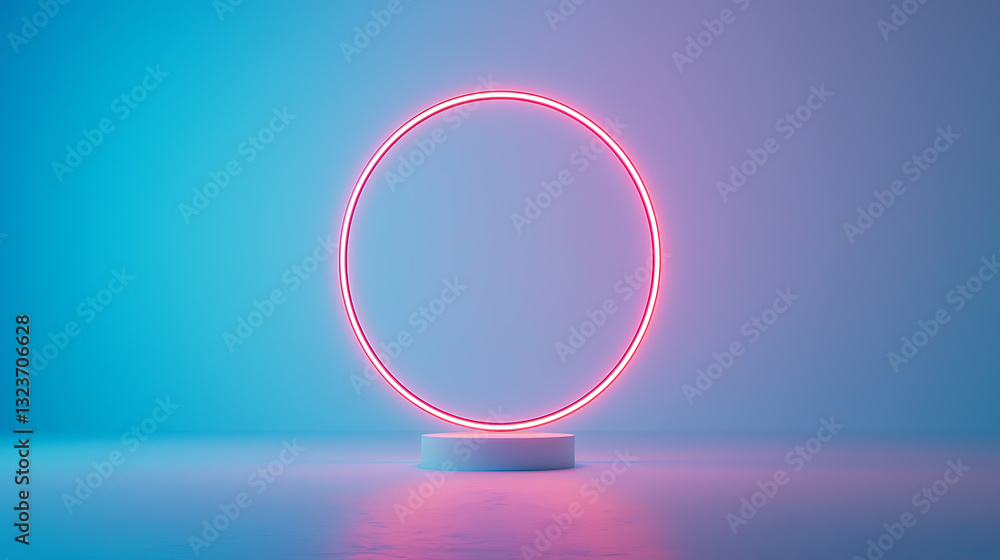 Poster dynamic light circular display studio digital art minimalist front view modern aesthetic for visual 