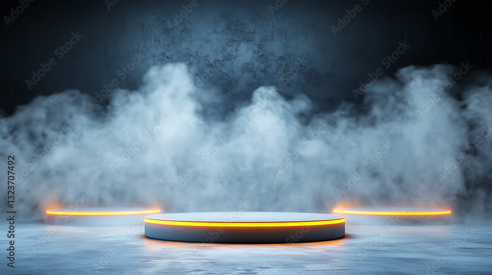 Poster dynamic stage performance in a foggy atmosphere with ambient lighting creative art environment drama