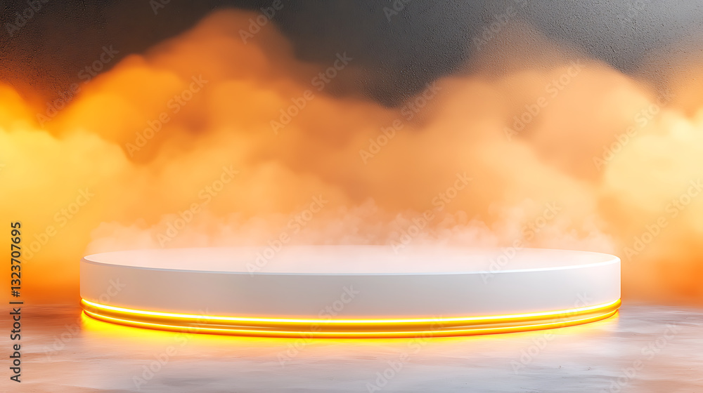 Aufkleber dynamic presentation stage with dramatic smoky background studio setting digital media environment e