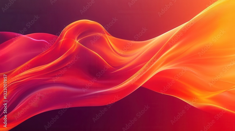 Poster dynamic abstract background featuring energetic waves in red and orange hues with space for text and
