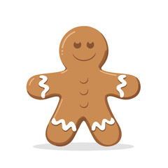 A Simple flat 2D illustration gingerbread isolated on transparent background, vector, flat design, animation design, simple flat 2D icon, clipart