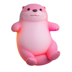 Fototapeta premium Cute pink otter character with round body and friendly expression