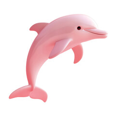 Obraz premium playful pink dolphin character with friendly expression, swimming joyfully