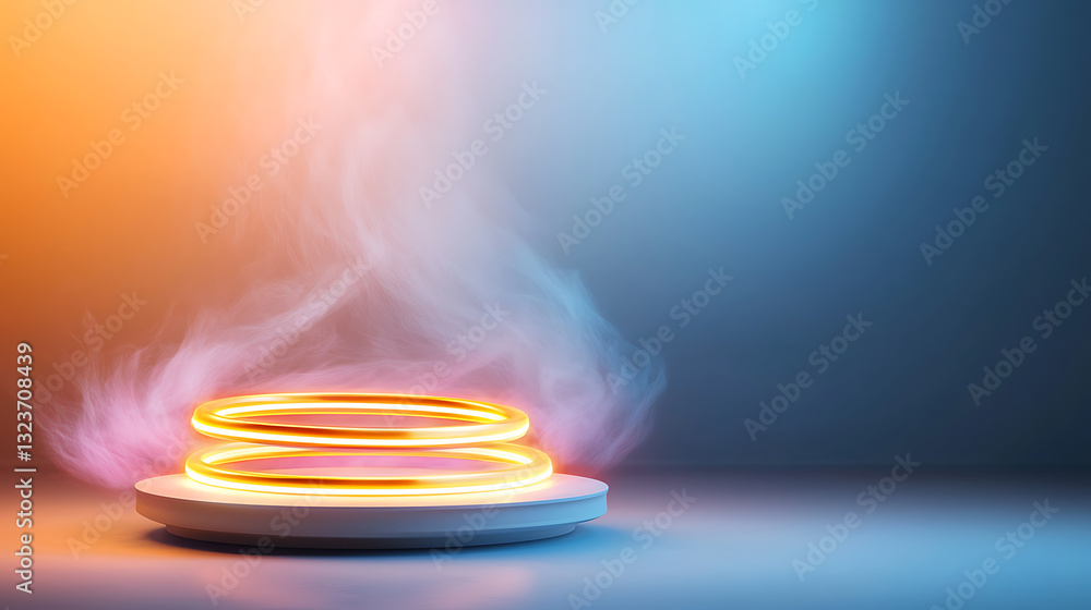 Poster dynamic energy swirls on abstract platform studio setting digital artwork colorful atmosphere eye-le