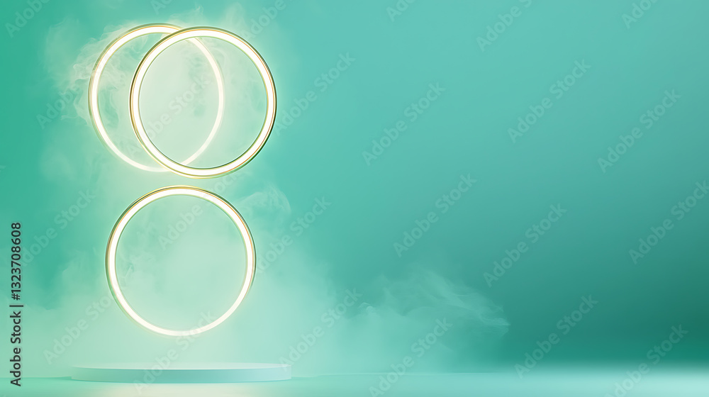 Poster dynamic light rings displaying energy in ethereal atmosphere abstract art studio environment close-u