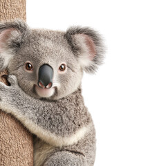 Fototapeta premium Cuddly koala resting on tree, showcasing its adorable features and fluffy fur
