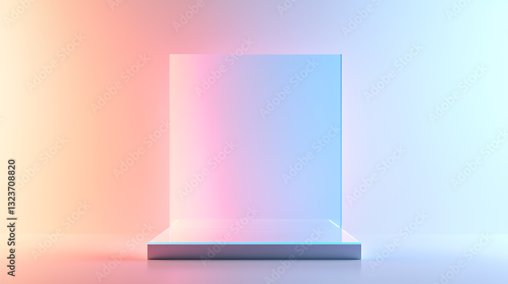 Poster minimalist display stand studio setting digital art neutral colors front view modern design concept