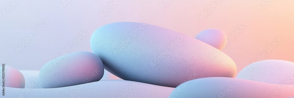 Poster Minimalistic zen-inspired background with smooth pebbles and pastel gradients creating a calming atmosphere