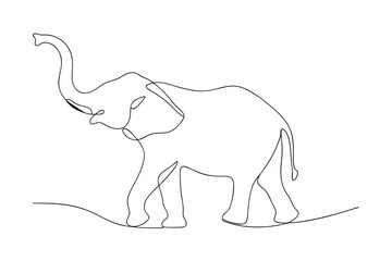 Elegant One Line Drawing of an African Elephant Silhouette