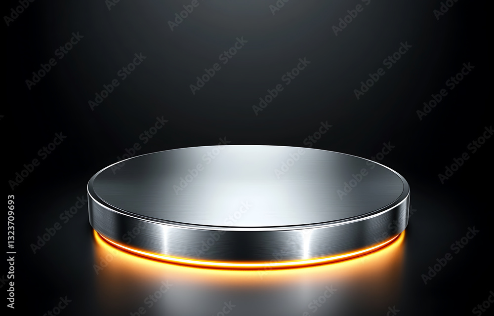 Poster showcase event circular display studio product photography dark background close-up modern concept