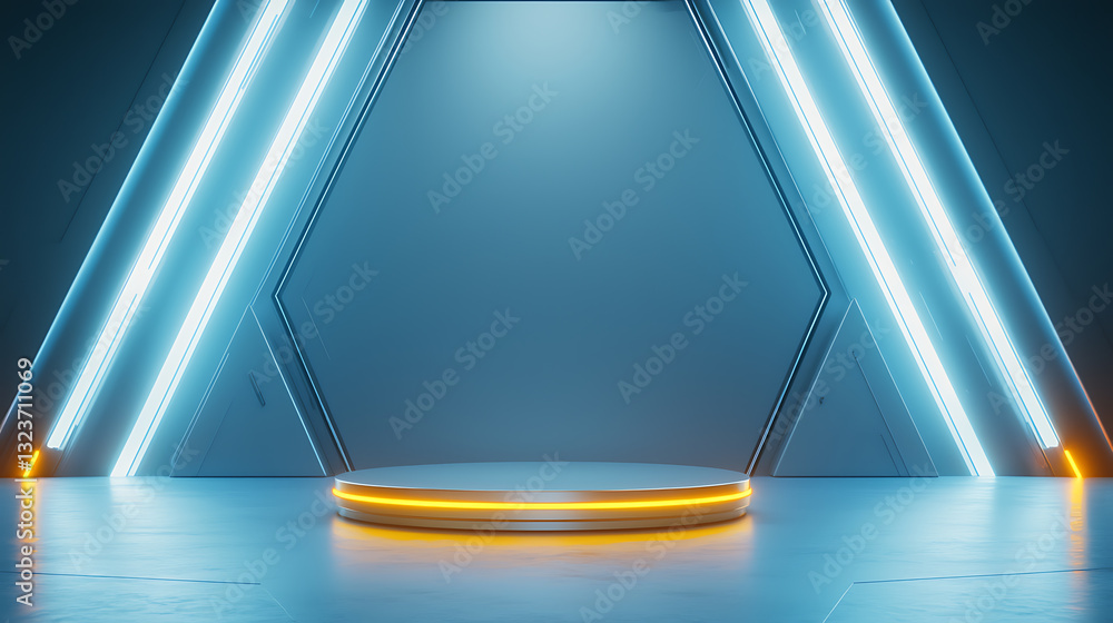 Aufkleber dynamic light showcase modern studio visual presentation indoor center view futuristic design elemen