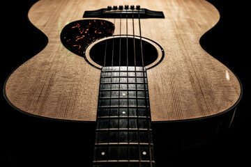 acoustic guitar on black background