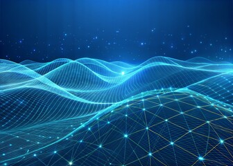 Abstract digital landscape, showcasing interconnected data network