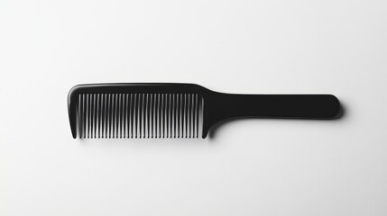 Sleek Black Comb: A Minimalist Beauty Essential for Hair Grooming and Styling. Isolated on White Background for a Clean, Modern Look.
