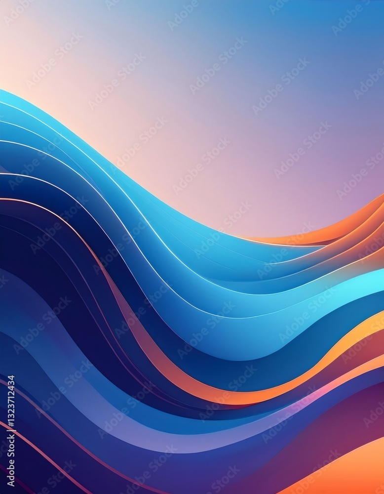 Poster Smooth overlapping waves in vibrant colors create a dynamic and energetic abstract background