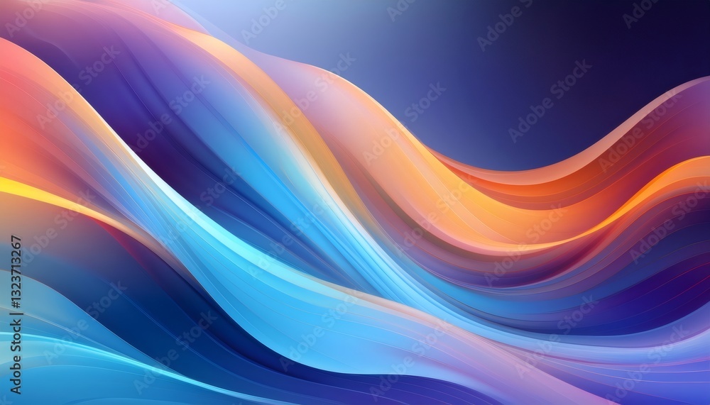 Poster flowing waves create a vibrant abstract design