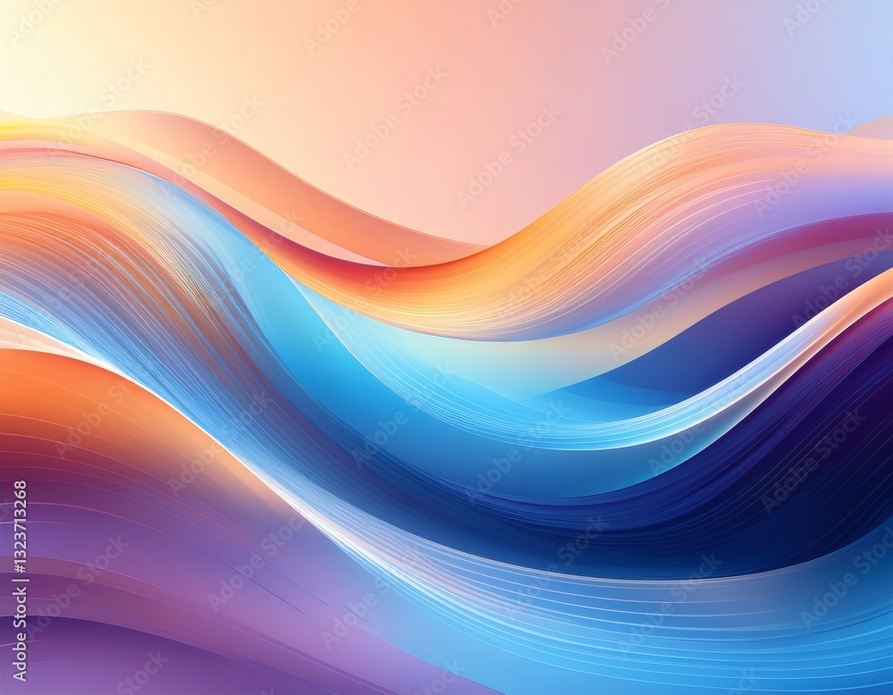 Poster colorful wave patterns merging fluid dynamic design