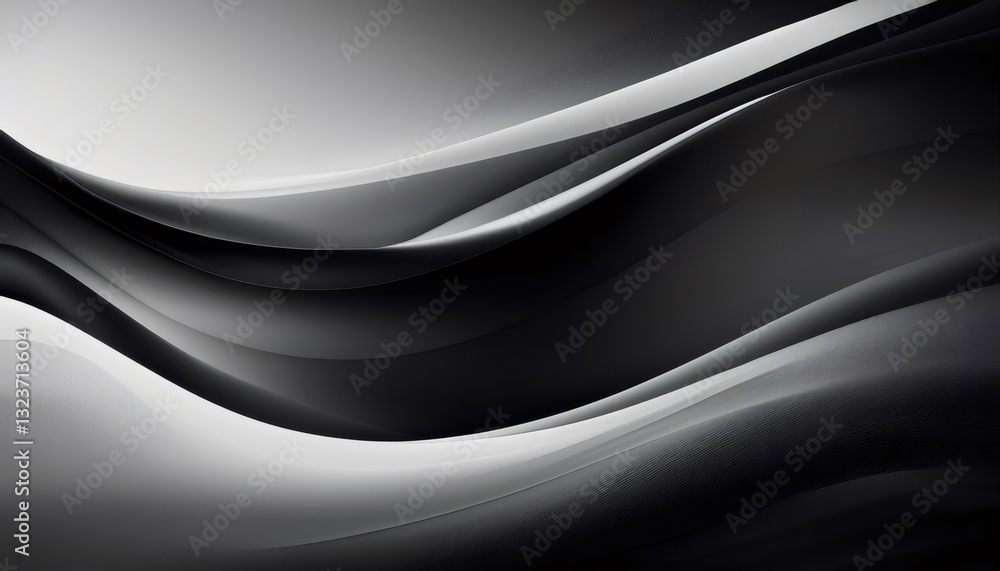 Poster fluid curves forming sleek graphic design element, blending contemporary visual language with minima
