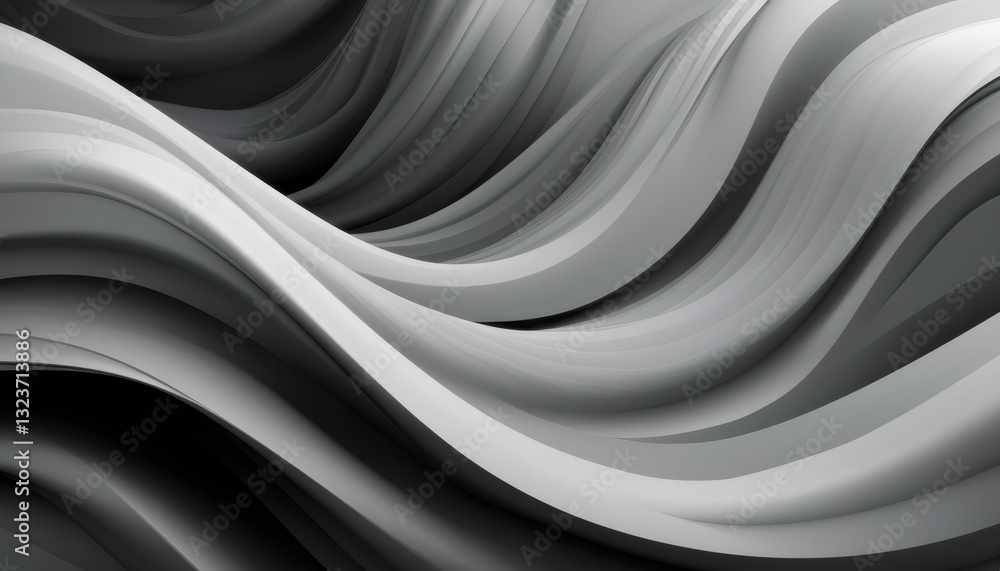 Poster black and white wave pattern creating a seamless and elegant design, ideal for backgrounds and textu